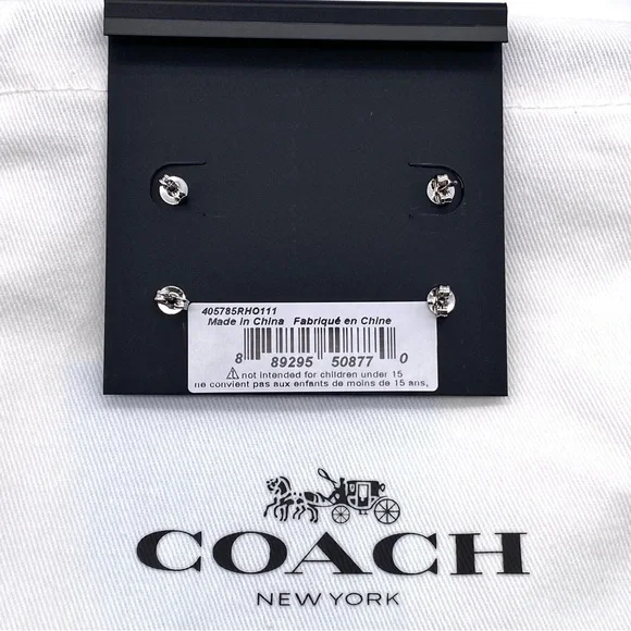 NWT Coach Signature C & Stone Stud Earrings Set - Picture 11 of 15